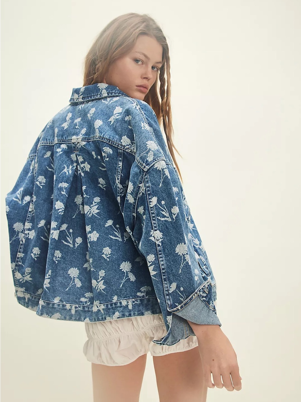 Free People Opal Swing Printed Denim Jacket